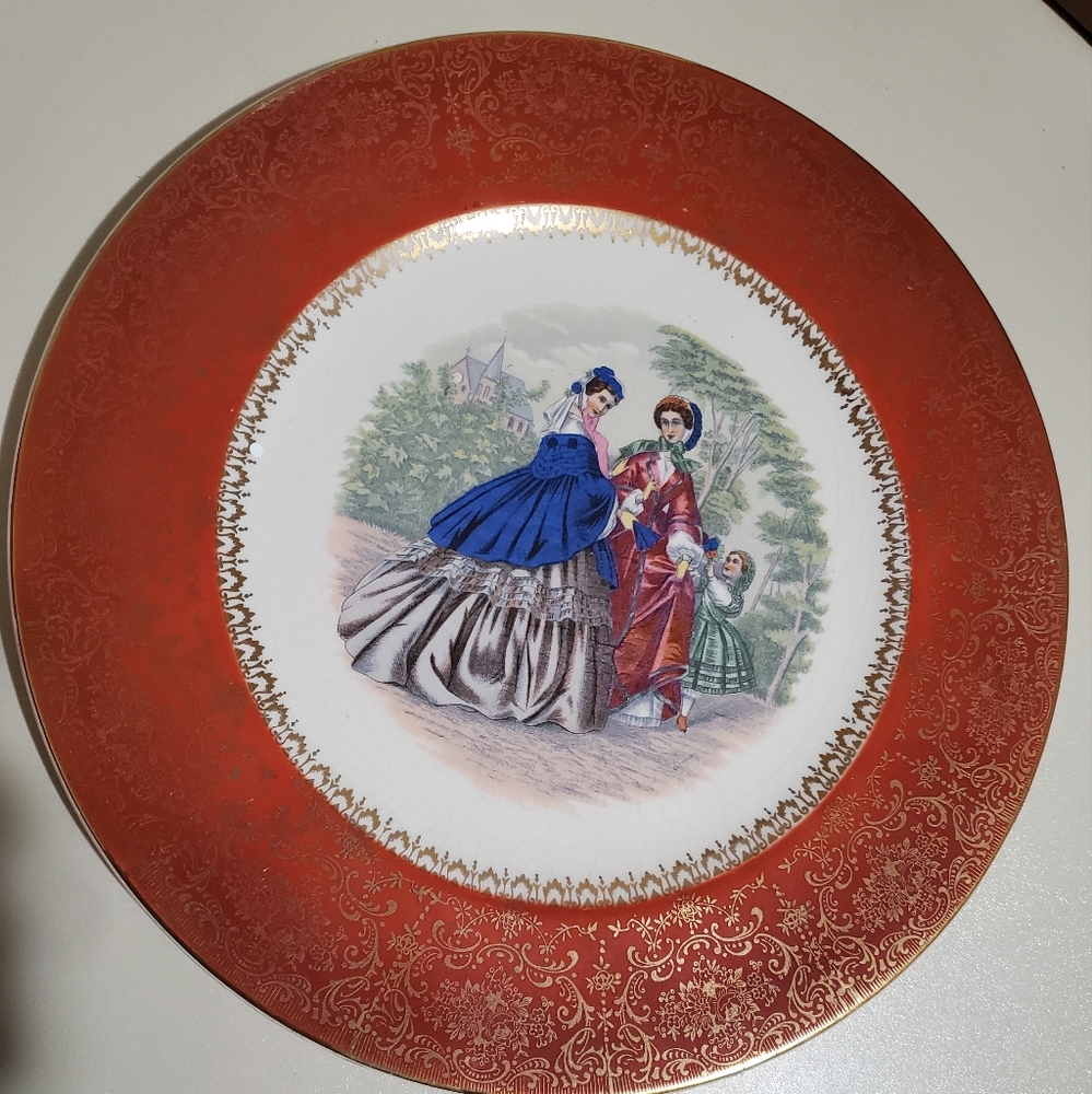 23 Kt Gold 10.75” 1940's Century by Salem Porcelain Dinner Plate